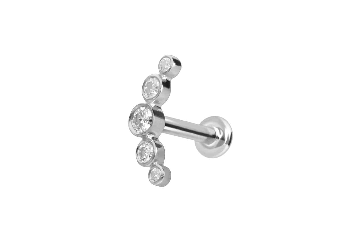 14 Karat Gold Labret mit Innengewinde MOISSANIT-BOGEN